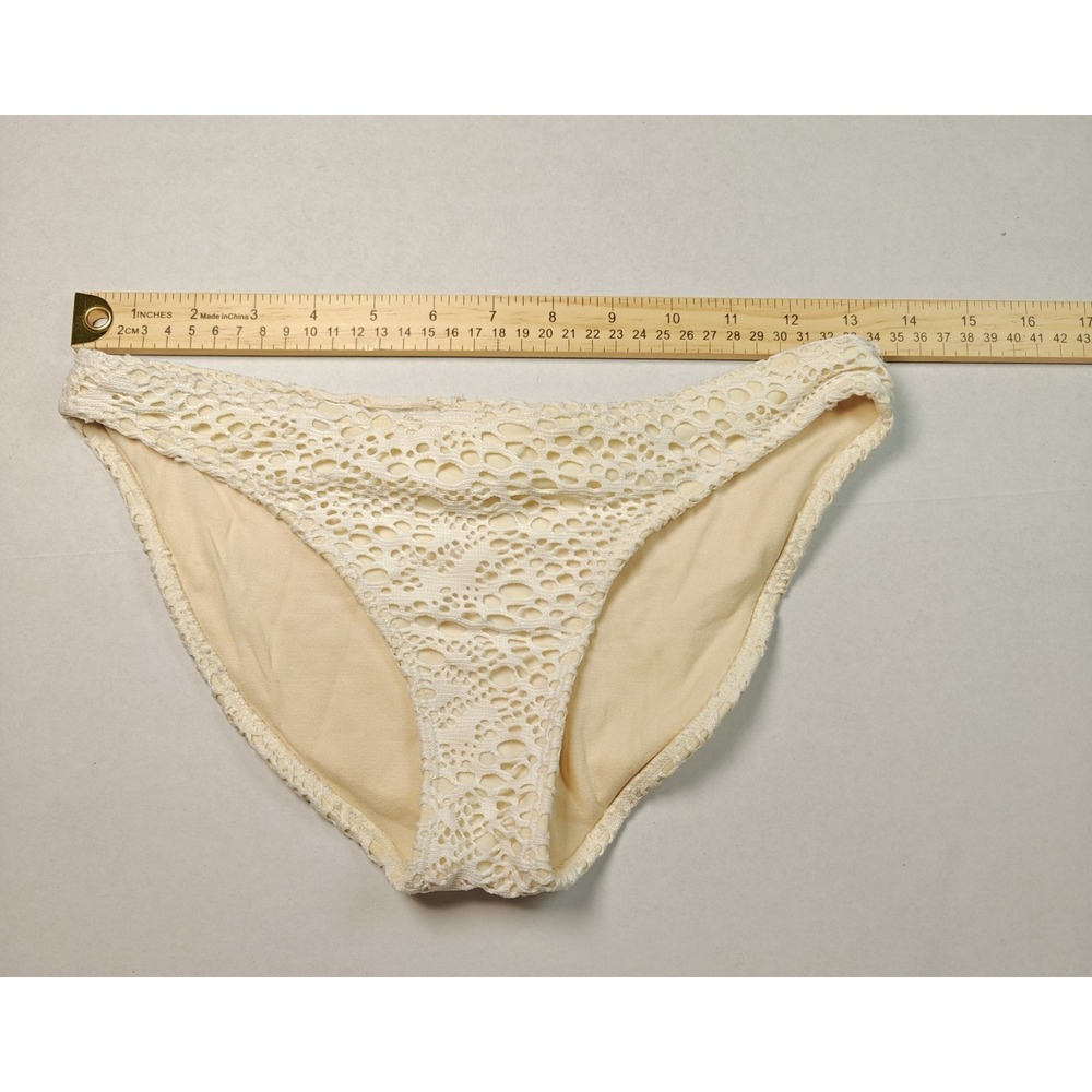 Bella Brazil Ivory Crochet Lined Bikini Bottom‎ Swimsuit Small